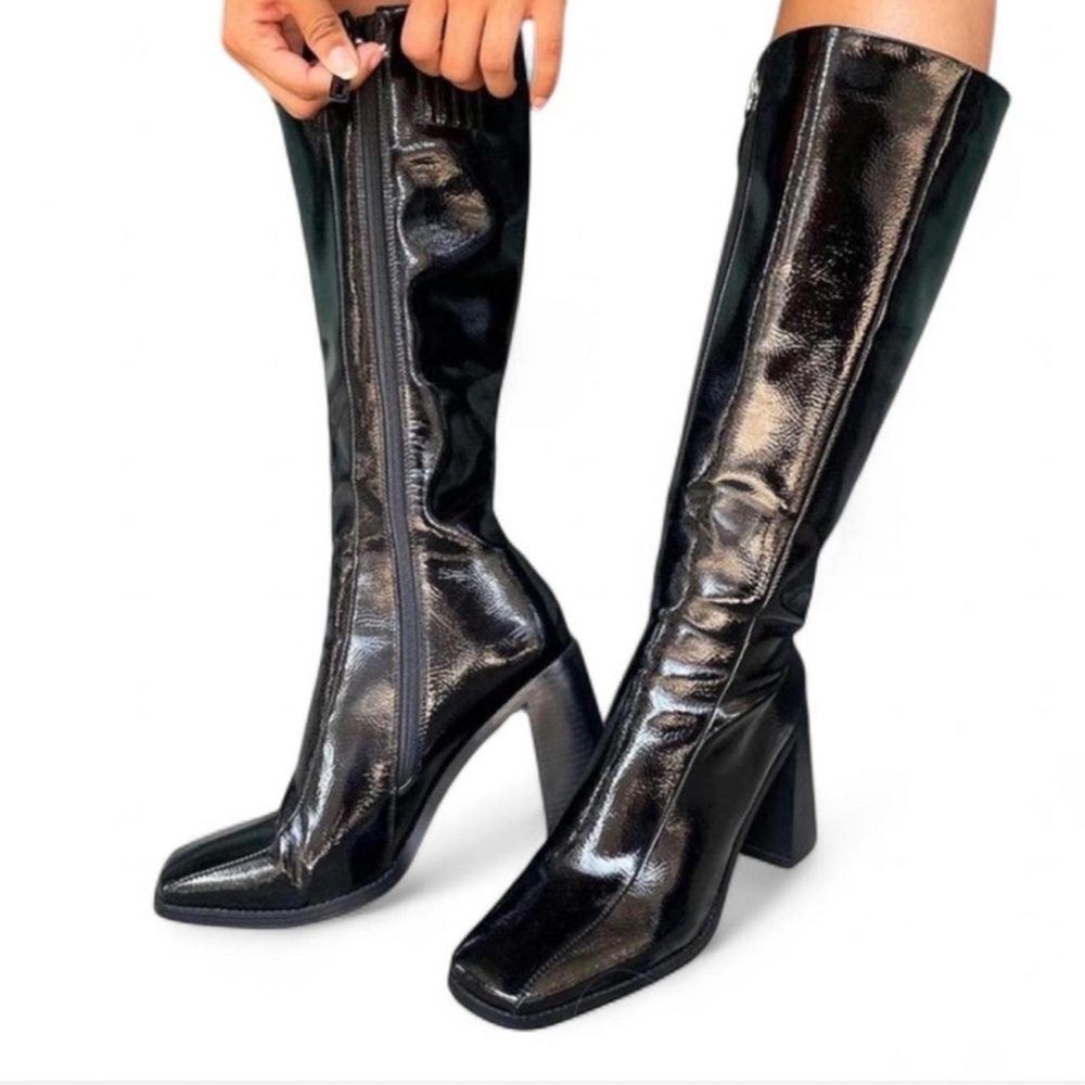 Black Knee-High Princess Polly Boots